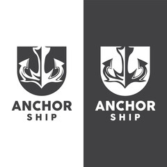 Simple Ship Anchor Logo Design, Silhouette Vector Illustration