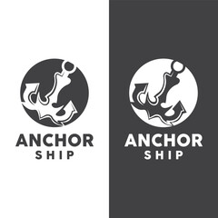 Simple Ship Anchor Logo Design, Silhouette Vector Illustration