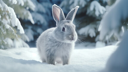 Obraz premium The Christmas Rabbit's Colorful Journey