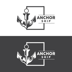 Simple Ship Anchor Logo Design, Silhouette Vector Illustration