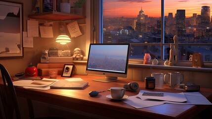 Work From Home During Warm Sunset on Desktop and Table