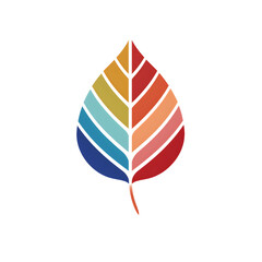 multi-colored minimalistic leaves in a Scandinavian simple style, drawing isolated on a transparent background