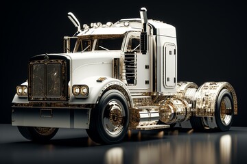 A metallic truck in white color. Generative AI