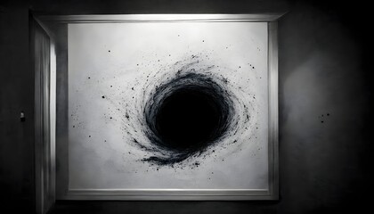 man finding a blackhole on his empty dark room 