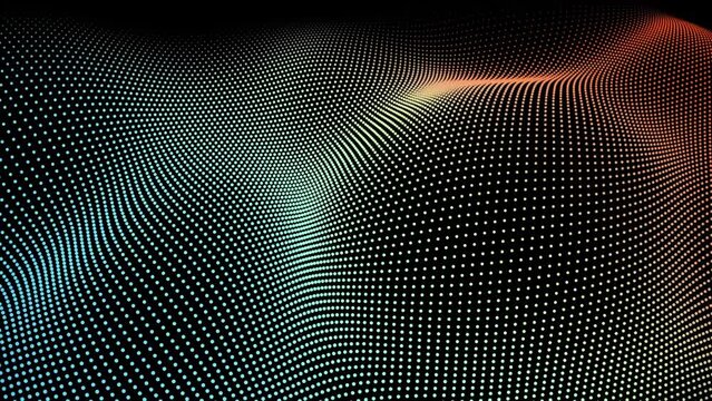 3D Wavy Particle Teal and Orange Abstract Motion Graphics for Social Media, Lyrical Video, Halftone Futuristic Backdrop