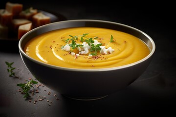 Butternut Squash Soup, top shot, food commercial imagery