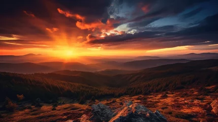 Foto op Canvas Sunset over the mountains © MBRAMO