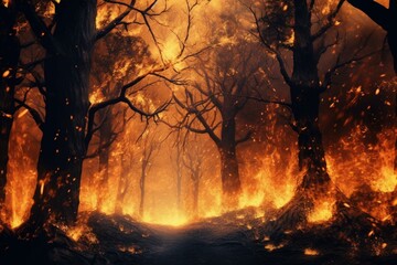 Fire in a dark forest, save the world. Generative AI