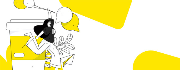 Virtual characters social communication concept business flat vector hand drawn illustration
