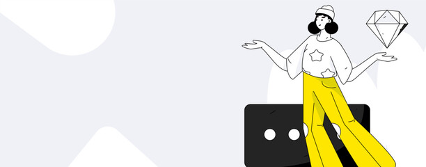 Virtual characters social communication concept business flat vector hand drawn illustration
