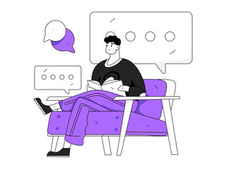 Virtual characters social communication concept business flat vector hand drawn illustration
