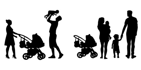 silhouettes of people wiyh family