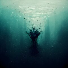 sadness in the deep ocean abstract  - obrazy, fototapety, plakaty