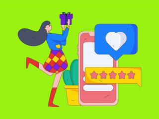 Virtual characters social communication concept business flat vector hand drawn illustration
