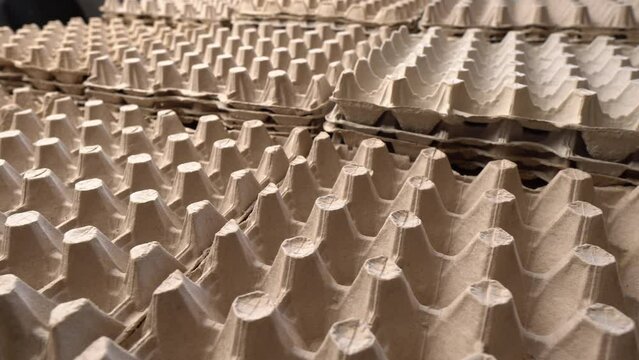 Empty Egg Cartons. Pulp Egg Packaging