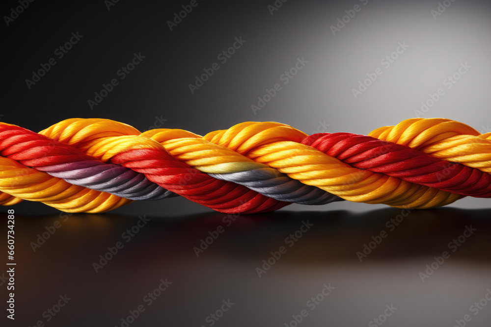 Poster close up photograph of colorful rope lying on table. this versatile image can be used for various pu