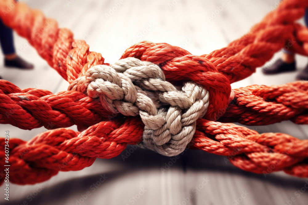 Poster detailed close-up of knot on rope. this image can be used to depict concepts such as strength, secur