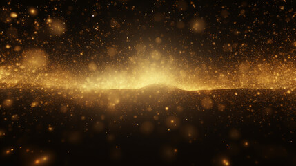 Gleaming Cosmos: Gold Particles and Shining Stars Dust in a Futuristic, Glittering Abstract Background