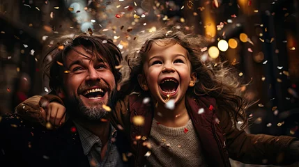 Fotobehang A man and his daughter celebrate New Year's Eve © jr-art
