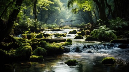 Fototapeta premium Waterfall in forest natural landscape