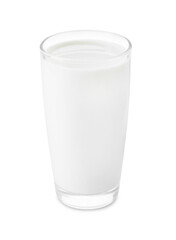 Glass of fresh milk isolated on white