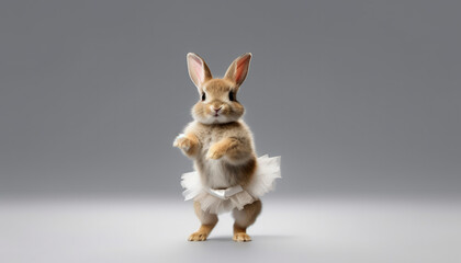 tiny little rabbit wearing ballet dancer clothes - obrazy, fototapety, plakaty