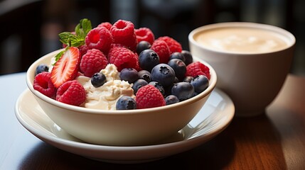 Berry Bliss Breakfast: Wholesome Oatmeal with Vibrant Summer Berries - Fresh, Healthy, and Nourishing Morning Meal