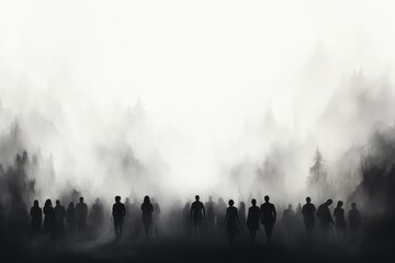 Fototapeta na wymiar crowd of people in the fog