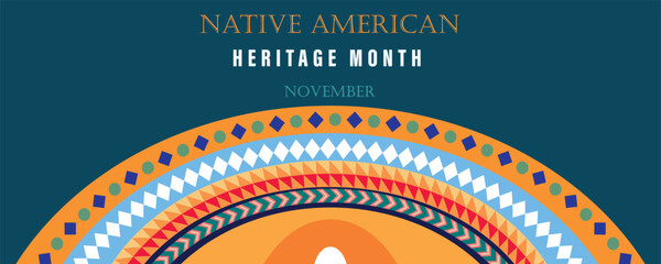 Long banner for Native American Heritage Month - obrazy, fototapety, plakaty