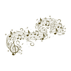 Notes for Christmas music on white background
