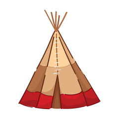 Native American teepee dwelling on white background