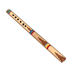 Native American flute on white background © Pixel-Shot