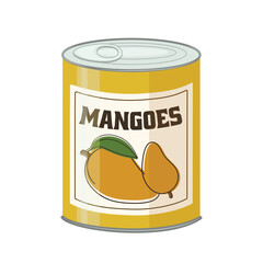 Canned mango on white background 