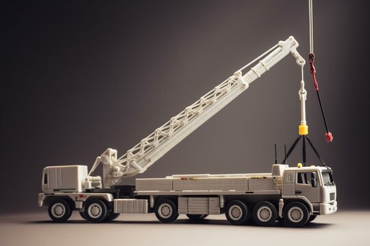A picture depicting a mobile crane with a truck and cable. Generative AI