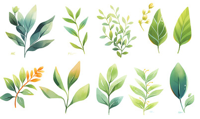 Watercolor Leaf Illustration,Generative AI