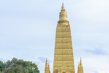 Wat Mahathat Wachiramongkol (Wat Bang Tong) at Na Nuea, Ao Luek District, Krabi, Thailand. Aerial view of buddhist temple. Amazing big beautiful temple in Thailand Timelapses