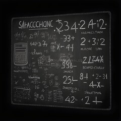 white math formulas on black chalkboard detailed realistic 4k 