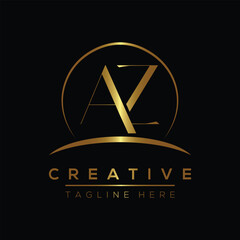AZ letter logo design template elements. AZ letter vector logo.
