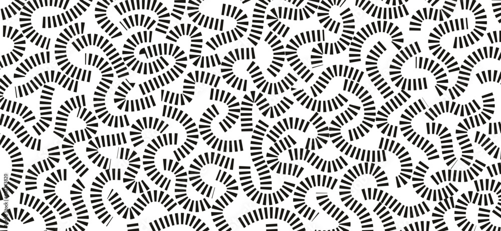 Poster monochrome doodle pattern. funny pattern. black curves on white background.
