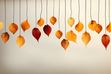 autumn leaves on white background