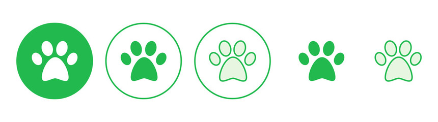 Paw icon set. paw print icon vector. dog or cat paw