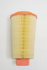 Air filter isolated on white background. Auto parts. Car wearing parts.

