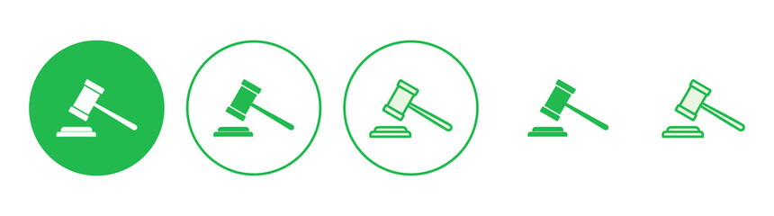 Gavel icon set. judge gavel icon vector. law icon vector. auction hammer