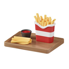 French fries menu with sauce 3d