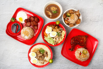 Freshly cooked assorted Filipino food