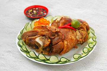 Freshly cooked Filipino food called Crispy Pata