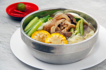 Freshly cooked Filipino food called Bulalo