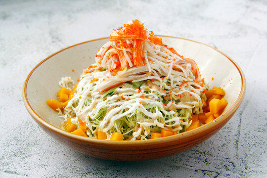 Freshly made Japanese food called Kani Salad