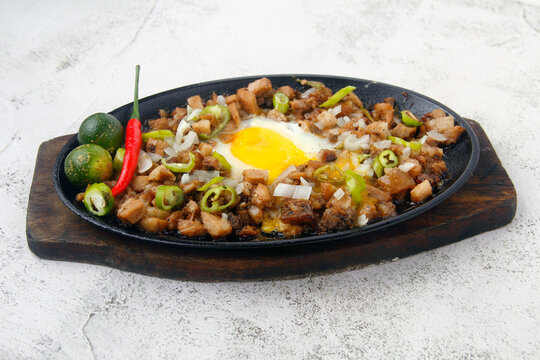 Freshly made Filipino food called Pork Sisig or chopped pork