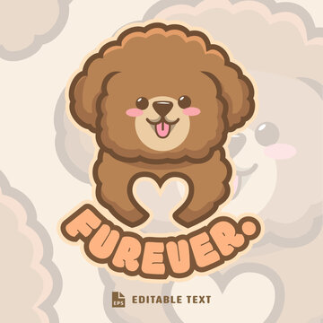 Cute Curly Dog Logo Cartoon
